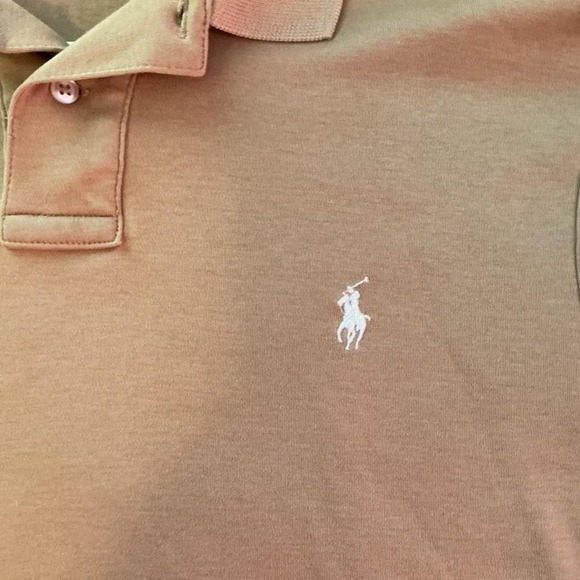 Polo By Ralph Lauren Men's Medium Custom Fit Tan/ Desert Sand White Horse - Picture 3 of 7